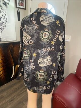 TM Martin D&G logo Polo Ralph Crest  Pattern Luxury Button-Up Shirt Jacket XXL